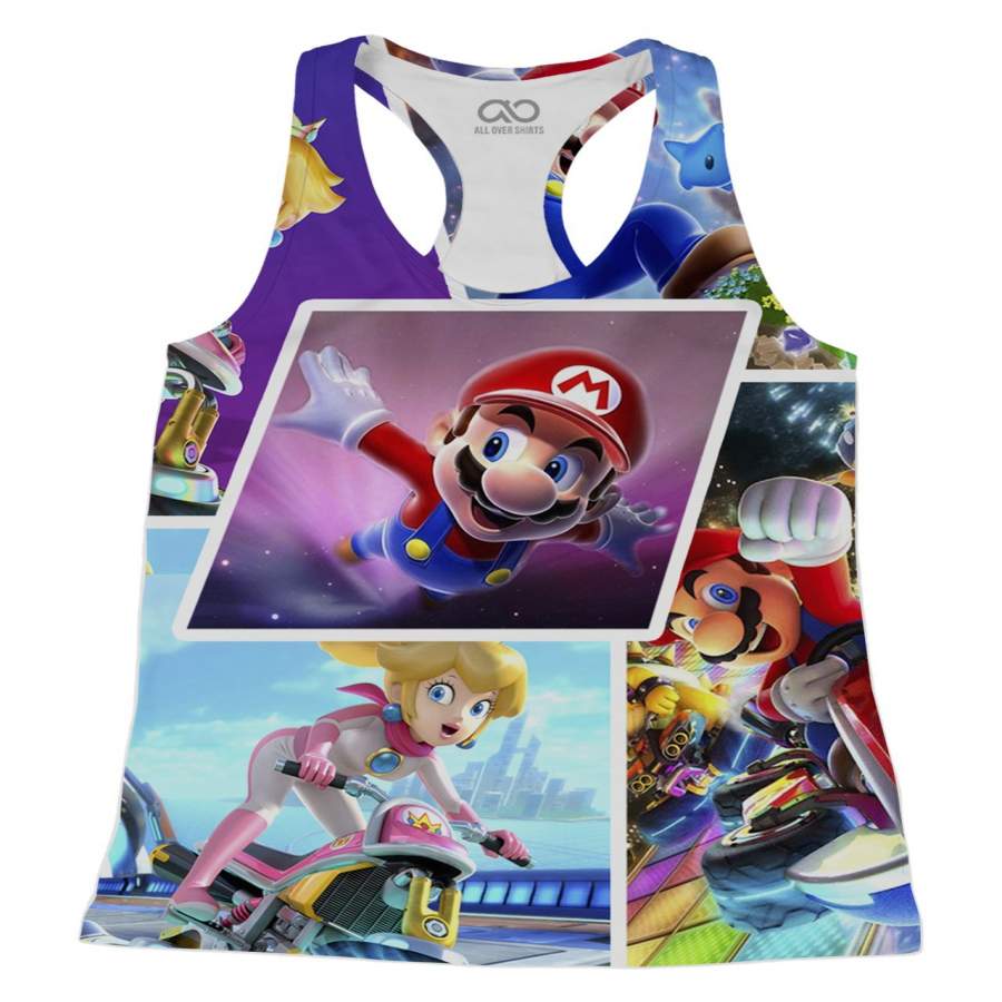 Super Mario Collage Racerback-Tank