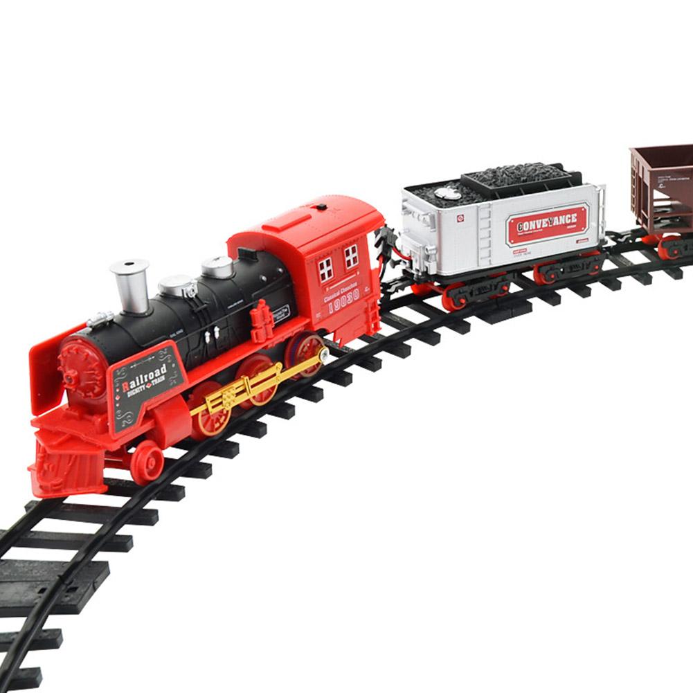 Train Sets Rechargeable Classic Steam Train Toy Set Electric Smoke Remote Control Track alx