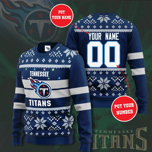 Tennessee Titans Custom Name Number Gift For Fan Ugly Wool Sweater Christmas