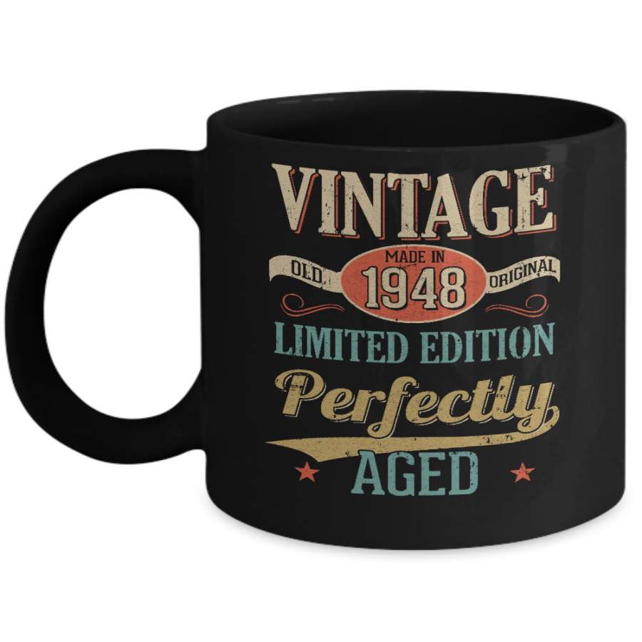 Vintage Premium Made In 1948 72th Birthday Gift Mug