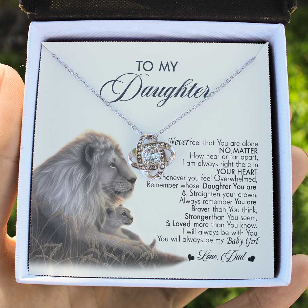 To My Daughter Necklace -You Will Always Be My Baby Girl- Love Knot Necklace