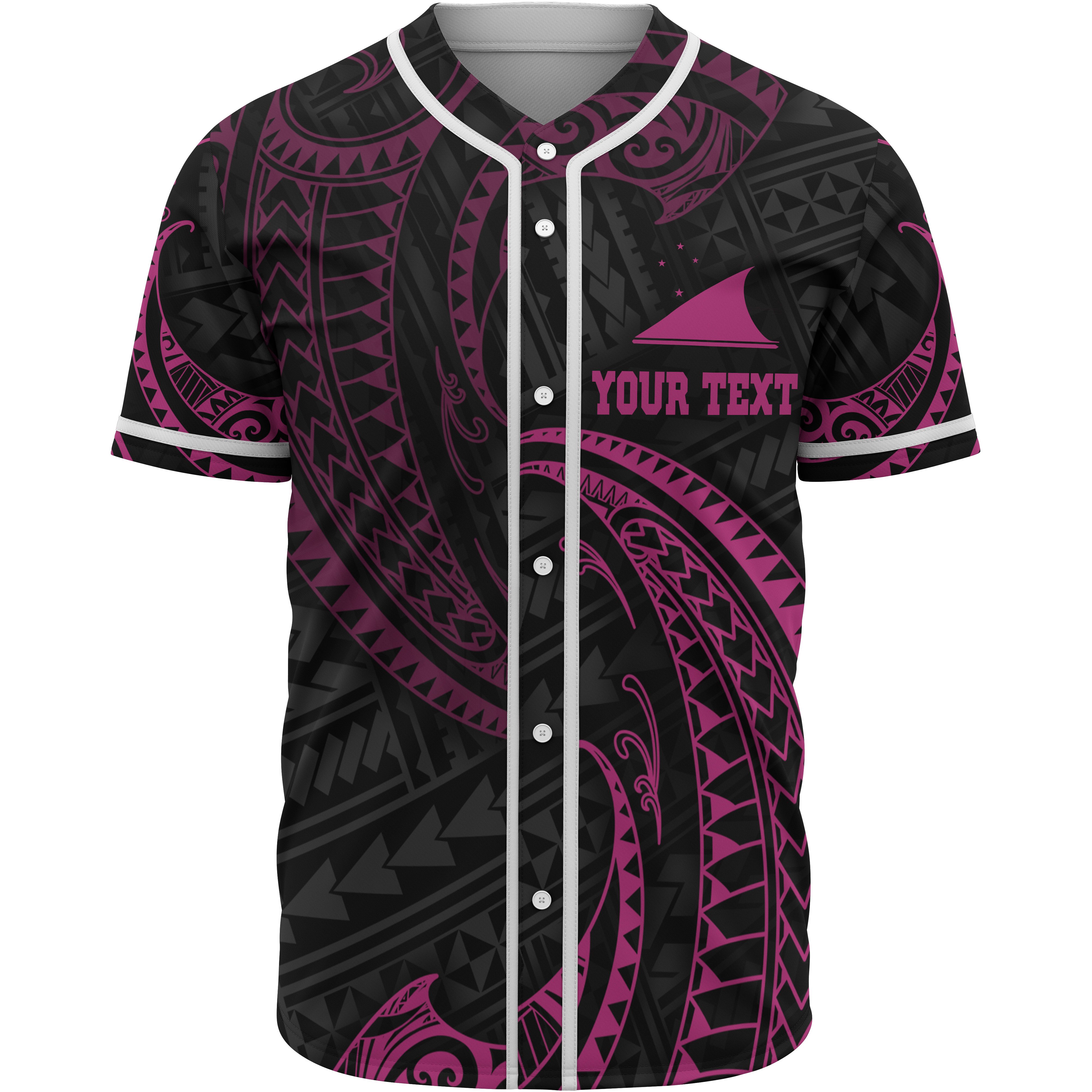 Tokelau Polynesian Custom Personalised Baseball Shirt – Pink Tribal Wave – BN12