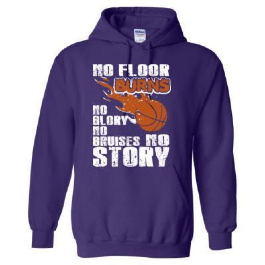 AGR Basketball No Floor Burns No Glory No Bruises No Story – Heavy Blend™ Hooded Sweatshirt