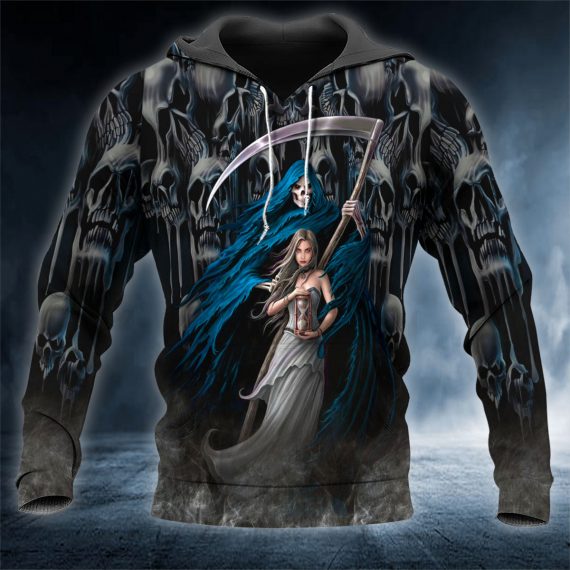 Death Time Keeper Couple Love Skull 3D All Over Printed Unisex Hoodie Us Size