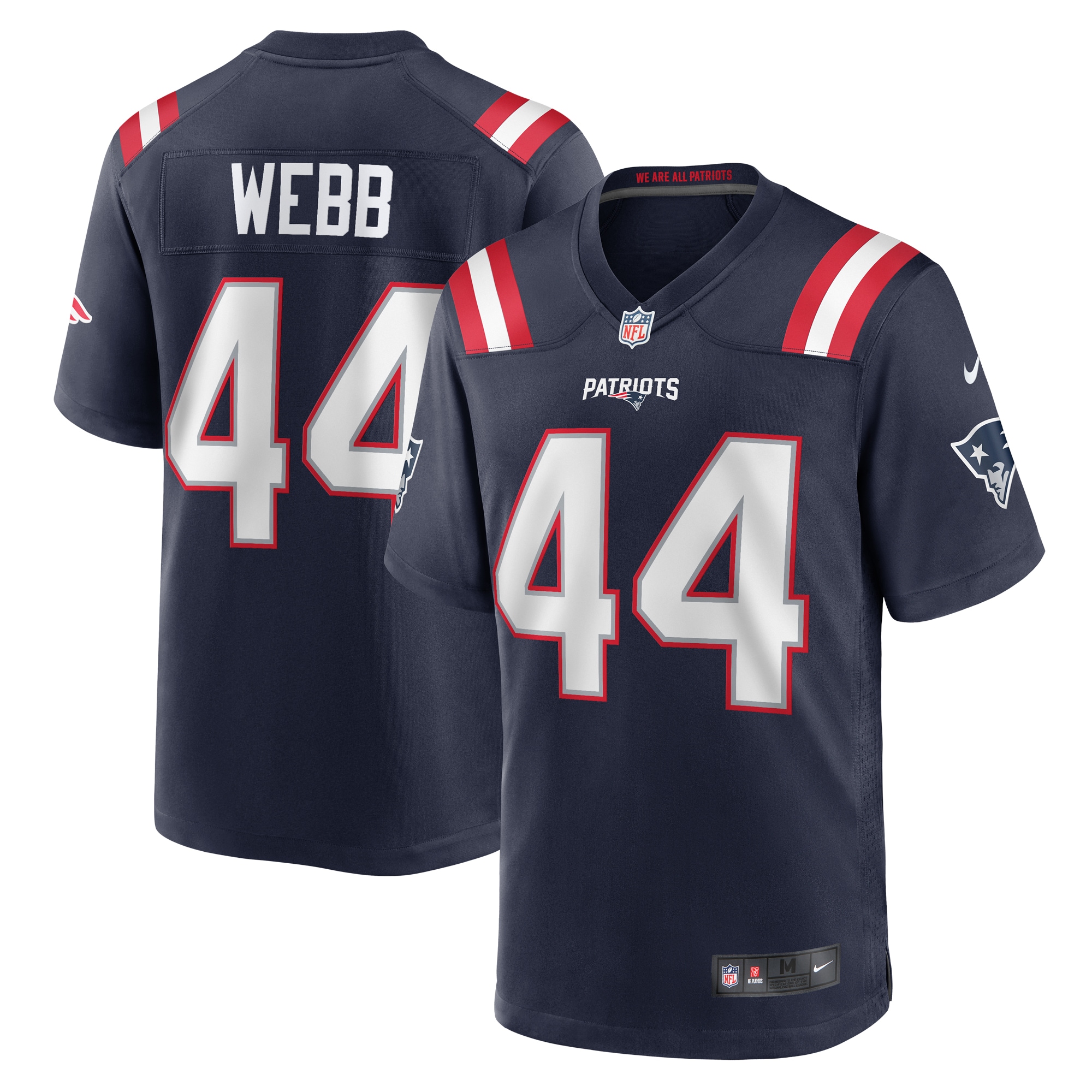 Men’s New England Patriots Raleigh Webb Navy Home Game Player Jersey