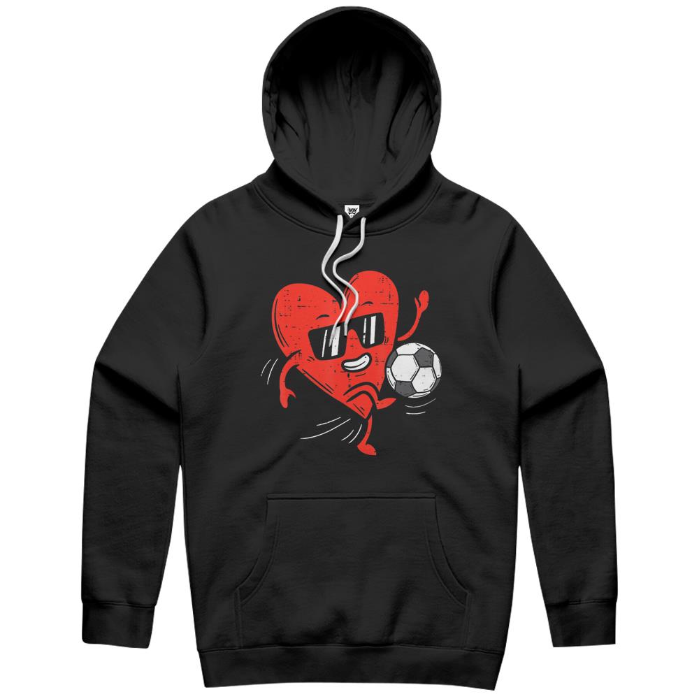 Heart Playing Soccer Valentines Day Football Girls Boys Hoodie