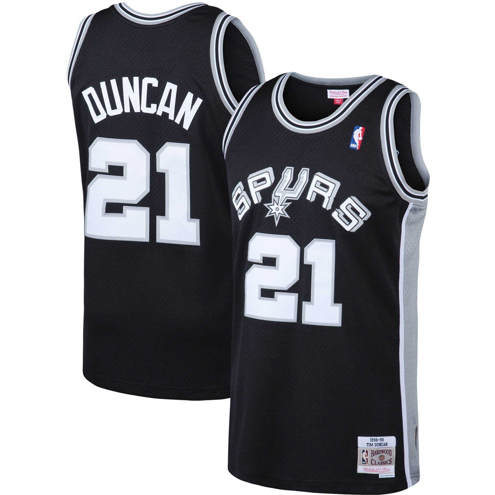 Tim Duncan San Antonio Spurs Mitchell & Ness Big & Tall Hardwood Classics Jersey – Black