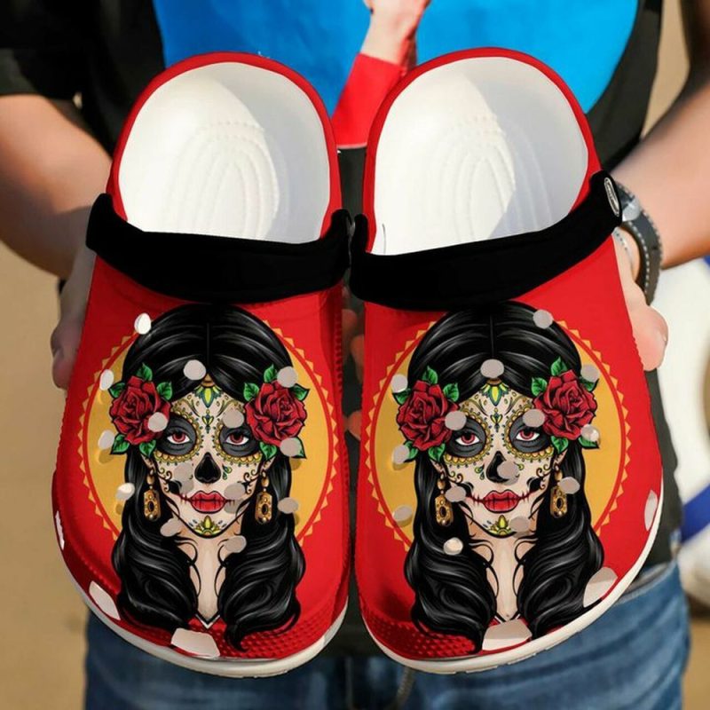 Skull Girl Roses 102 Gift For Lover Rubber clog Shoes Comfy Footwear