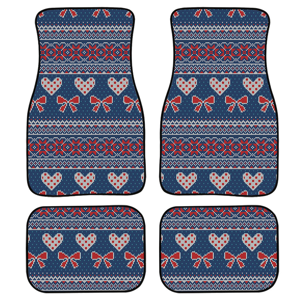 Valentine’S Day Knitted Pattern Print Front And Back Car Floor Mats, Front Car Mat