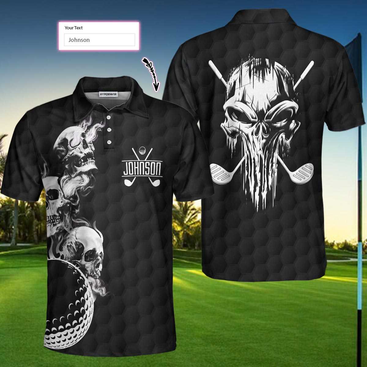 Personalized Golf Ball And Skulls Custom Polo Shirt, Custom Golf Shirt ...