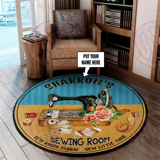 Personalized Sewing Room Round Rug