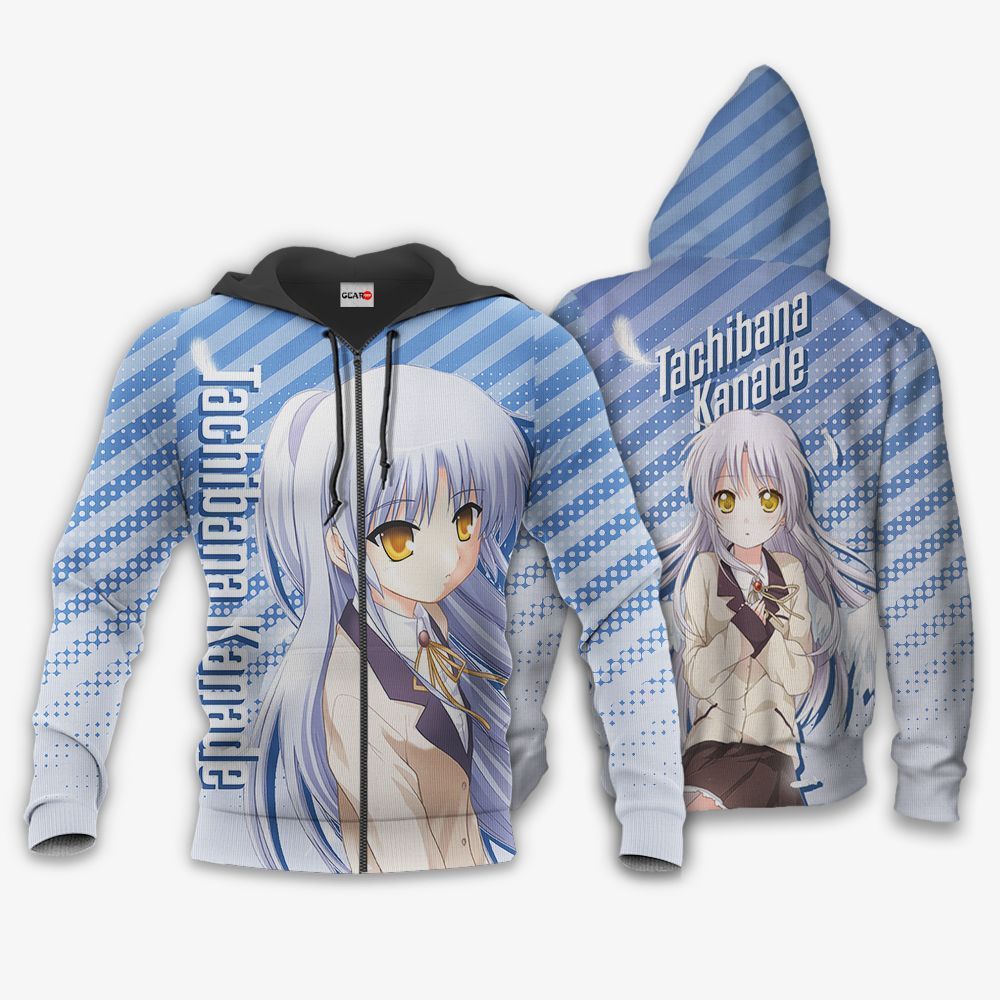 Angel Beats Tachibana Kanade Hoodie Shirt Anime Zip Jacket