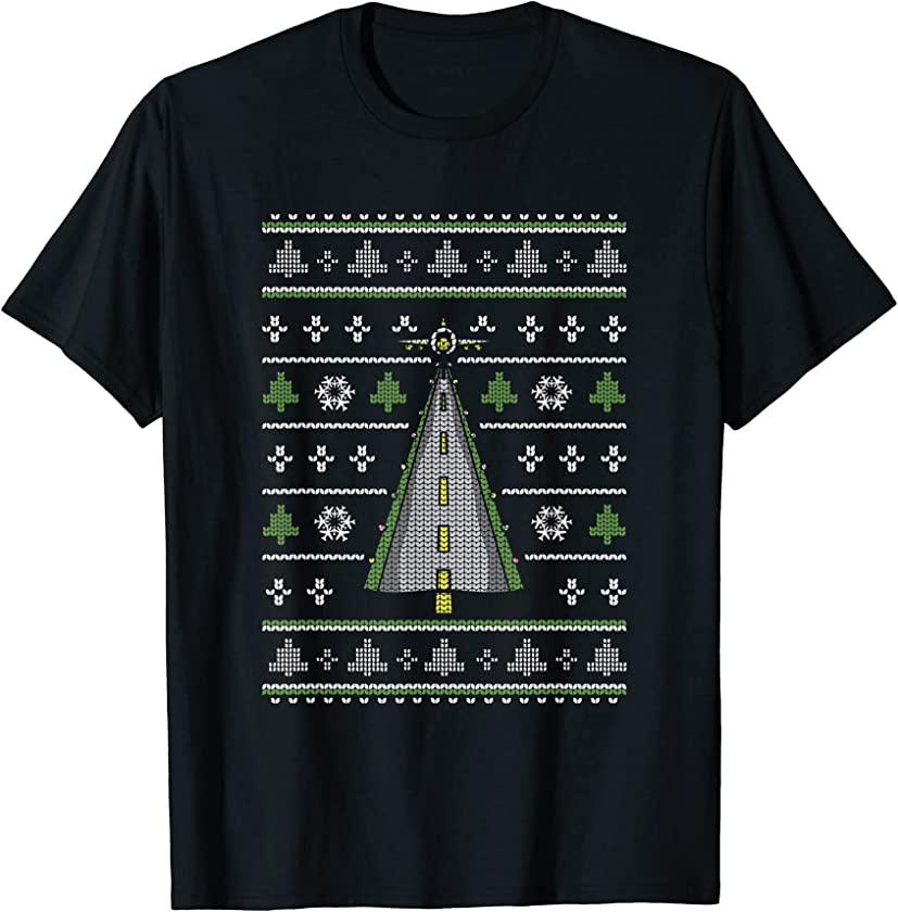 Ugly Christmas Airplane Pilot Santa Claus New Year Aviation T-Shirt