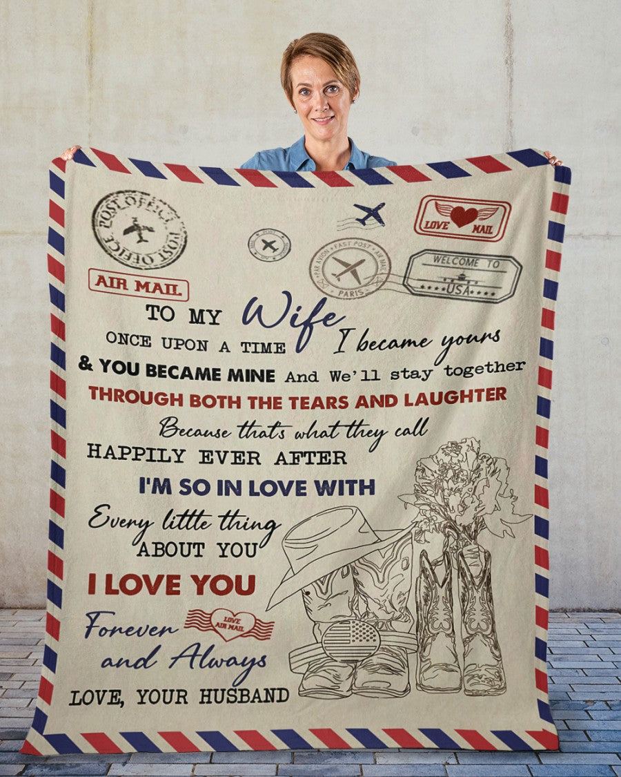 To My Wife Once Upon A Time Letter Valentine Blanket Gift For Wife From Husband Birthday Gift Home Decor Bedding Couch Sofa Soft And Comfy Cozy