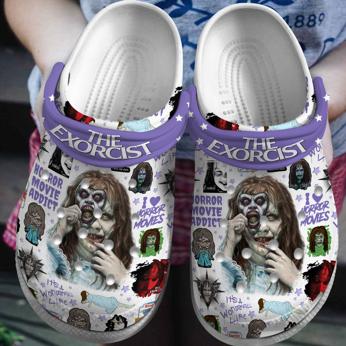 The Exorcist Movie Crocs Crocband Clogs Shoes Comfortable For Men Women and Kids