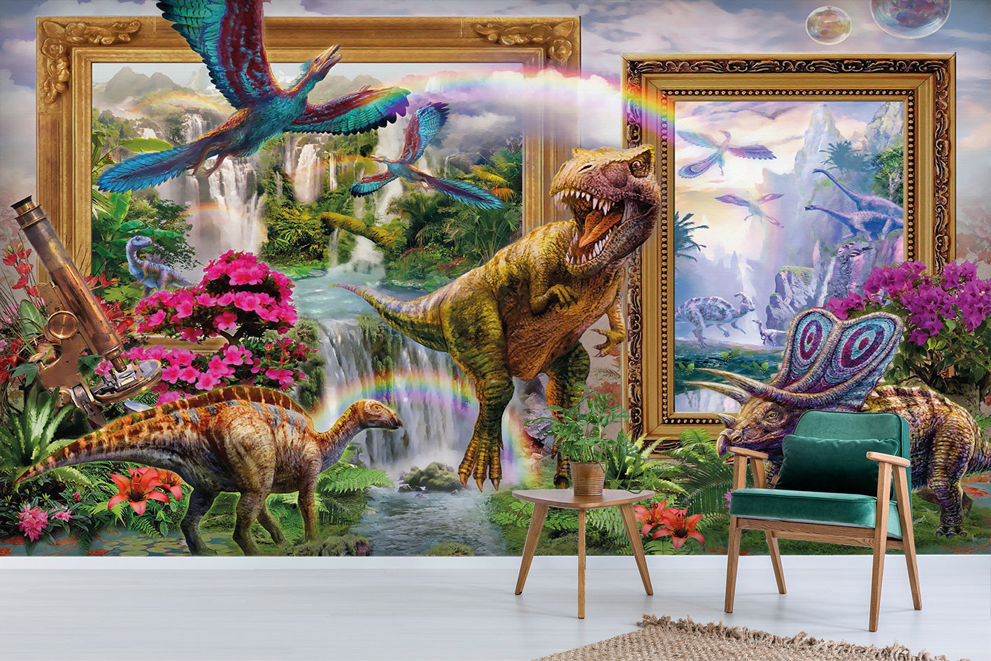 3D Dinosaur Picture Frame Wall Mural Wallpaper Sf38