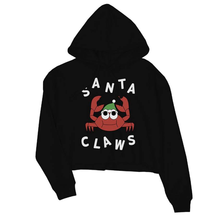 Santa Claws Crab Womens Crop Hoodie