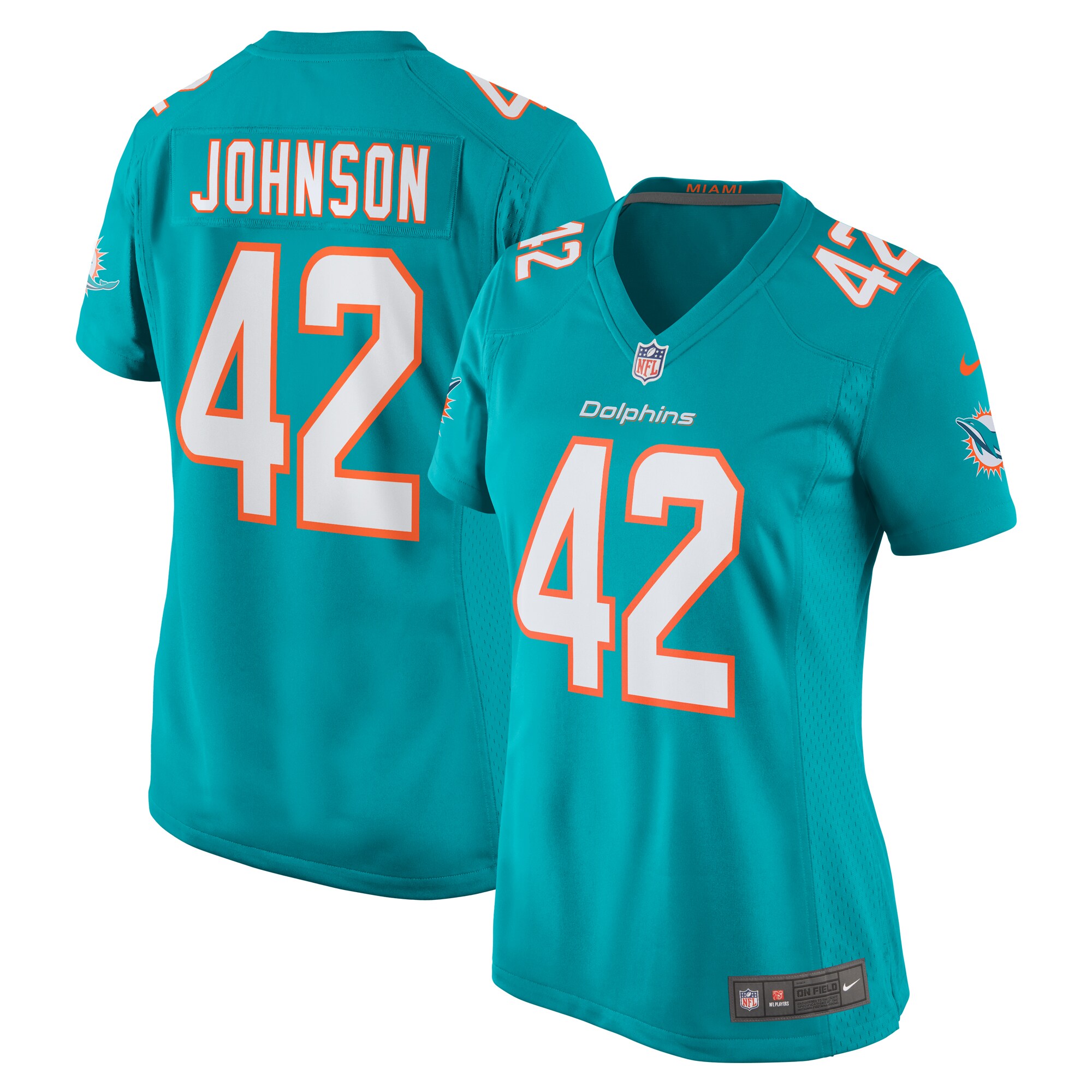 Women’s Miami Dolphins Alexander Johnson  Aqua  Game Jersey