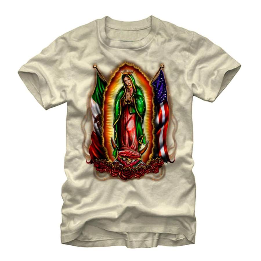 Aztlan Men’s Our Lady of Guadalupe  T Shirt Cream