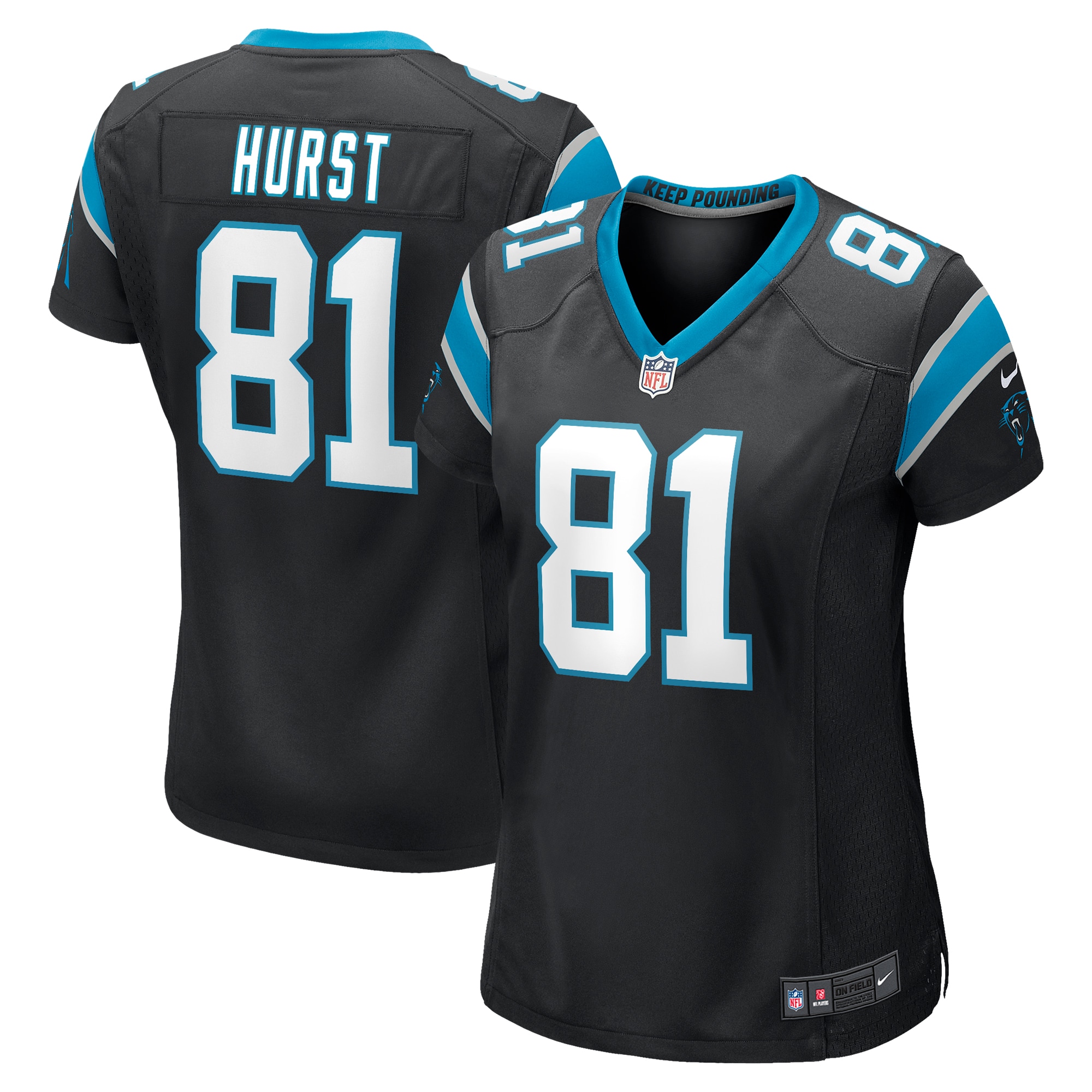 Women’s Carolina Panthers Hayden Hurst Black Game Player Jersey