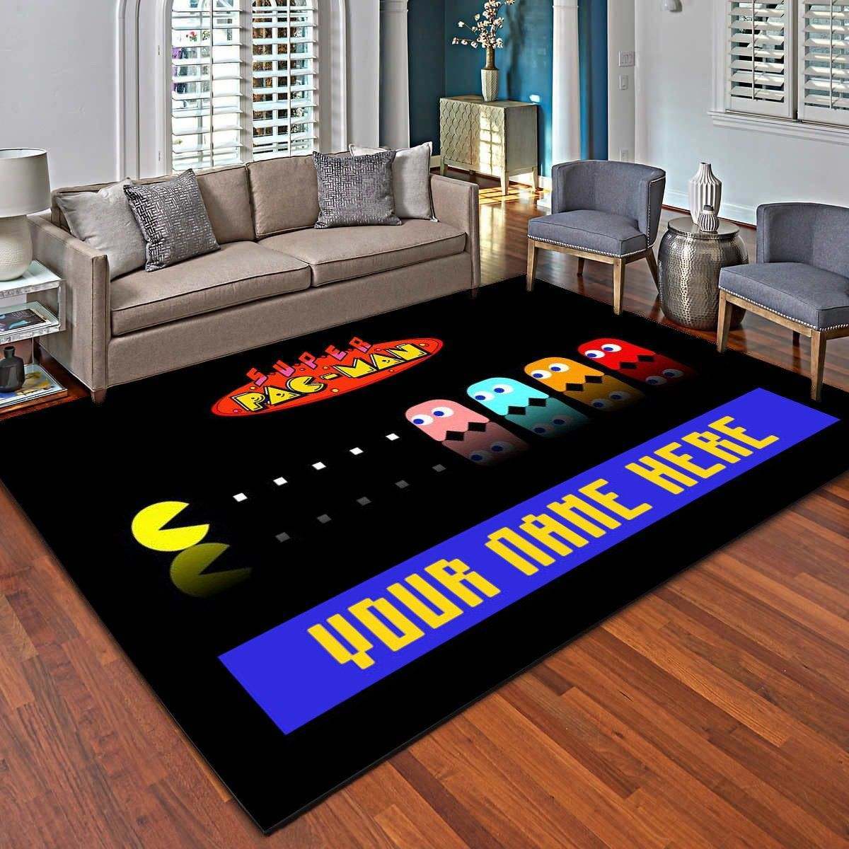 Pacman Personalized Area Rugs, Living Room Carpet – Customized Fan Cave Floor Mat