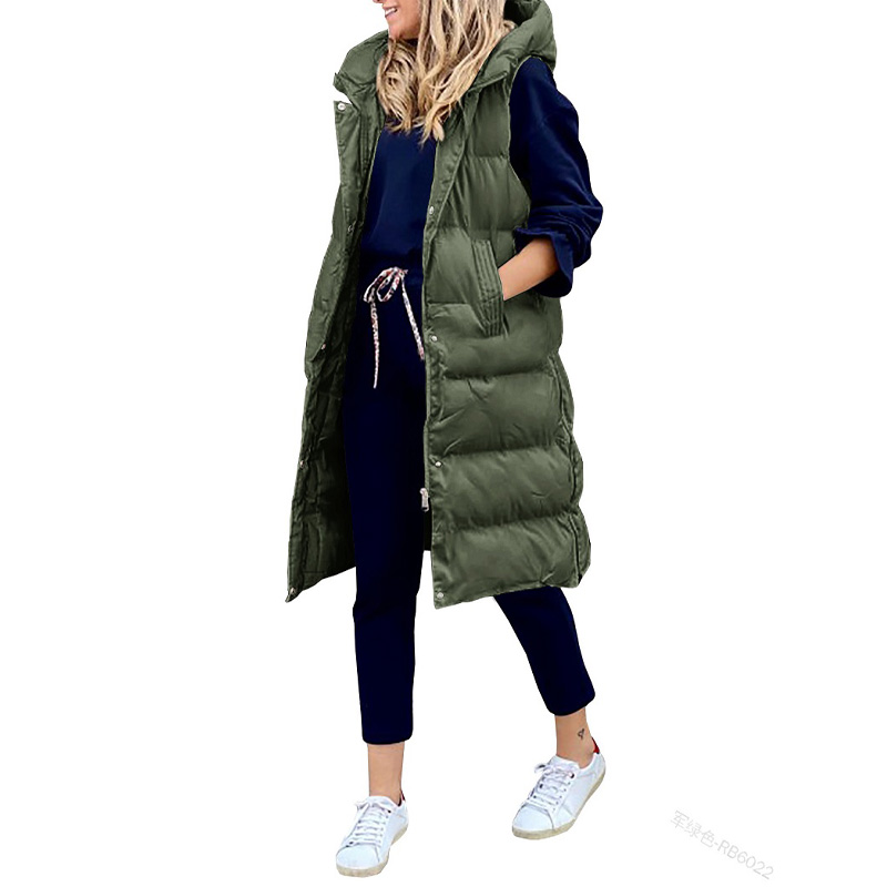 2022 New Women’s Vest Cotton Coat Autumn And Winter Hooded Long Coat Sleeveless Loose Women’s Vest Snowwear alx