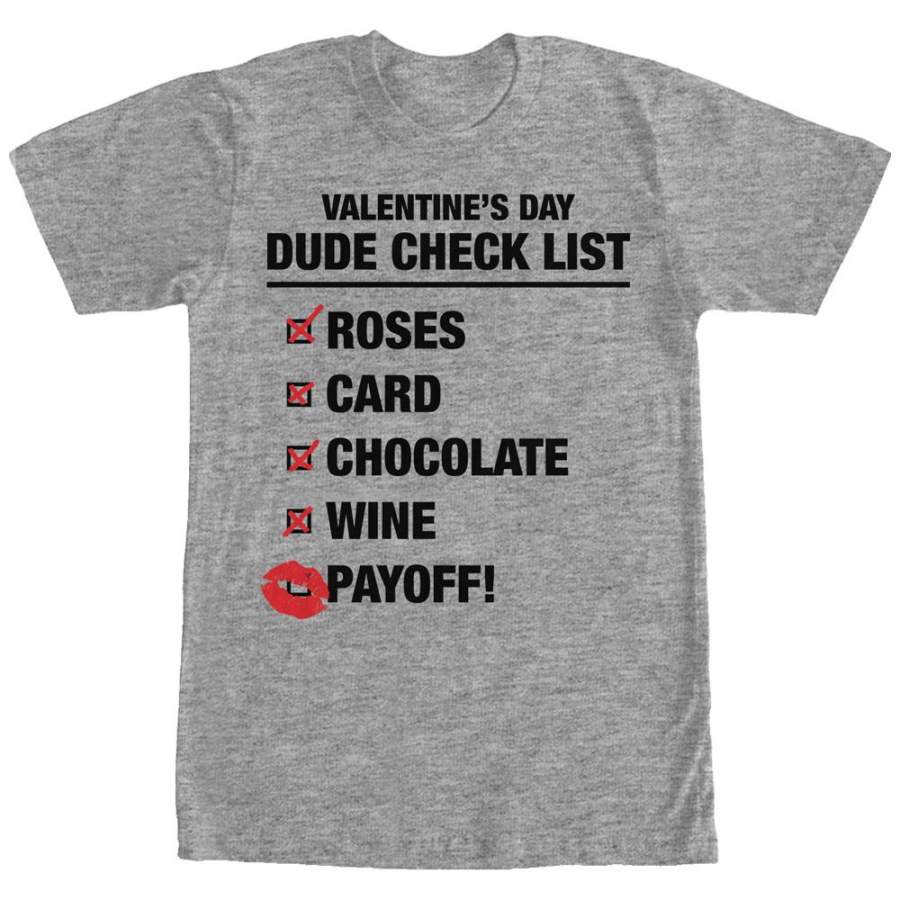 Lost Gods Men’s Valentine’s Day Dude Checklist  T Shirt Athletic Heather