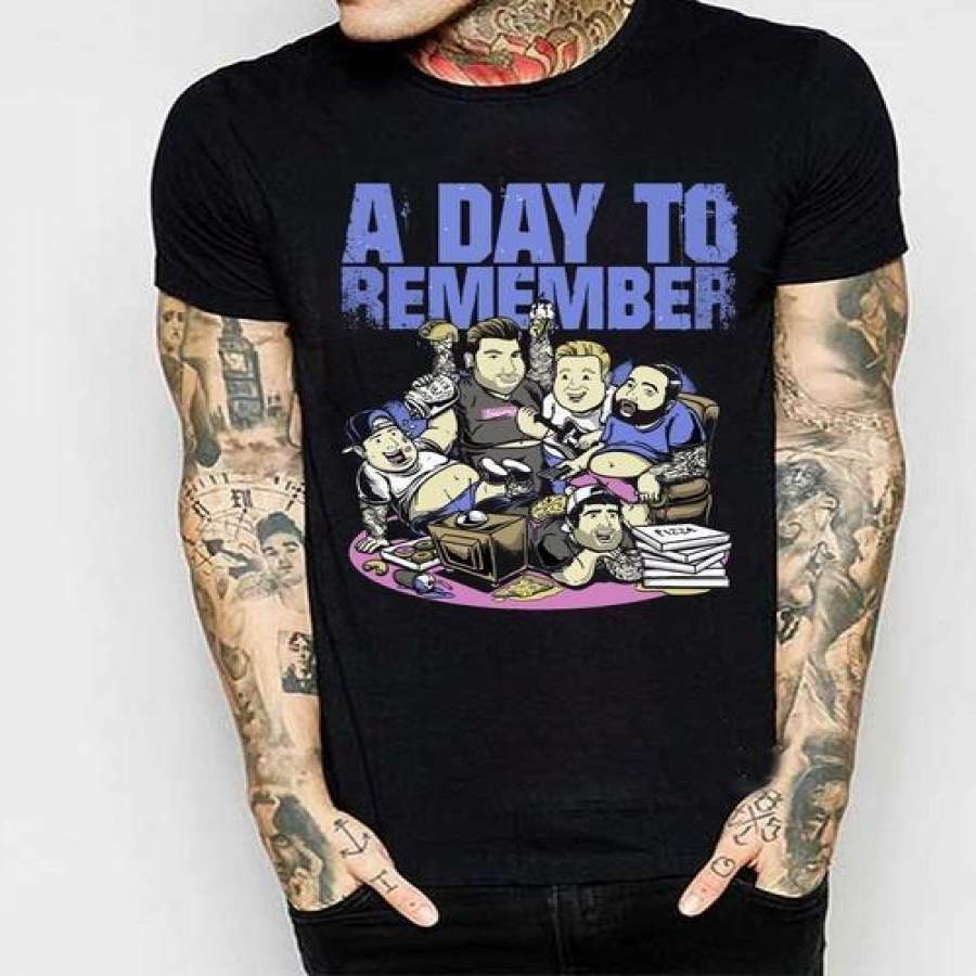 Men’s Fashion Casual Short-sleeved A Day To Remember Cartoon Mens Funny T-Shirt