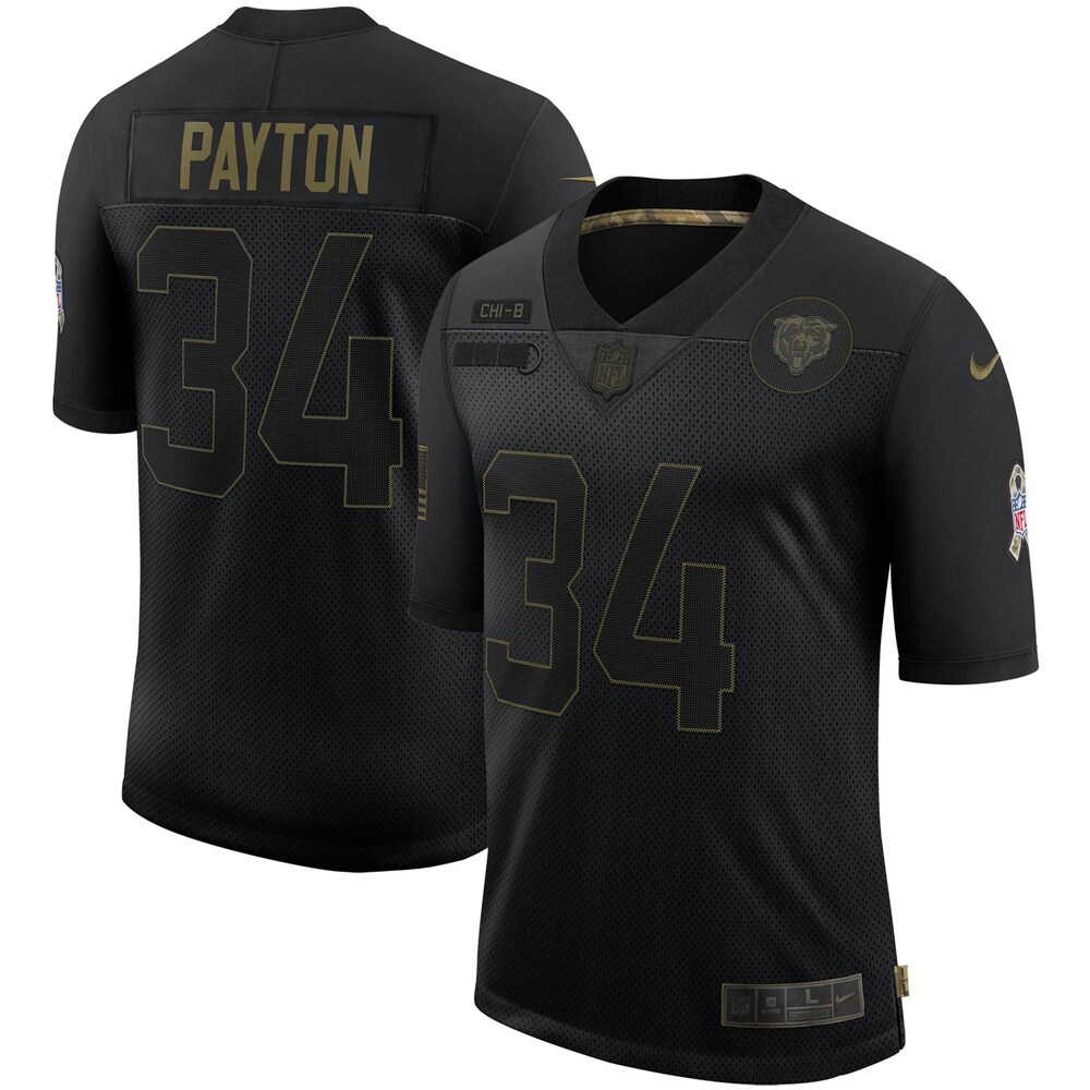 Walter Payton Chicago Bears 2020 Salute To Service Retired Limited Jersey – Black