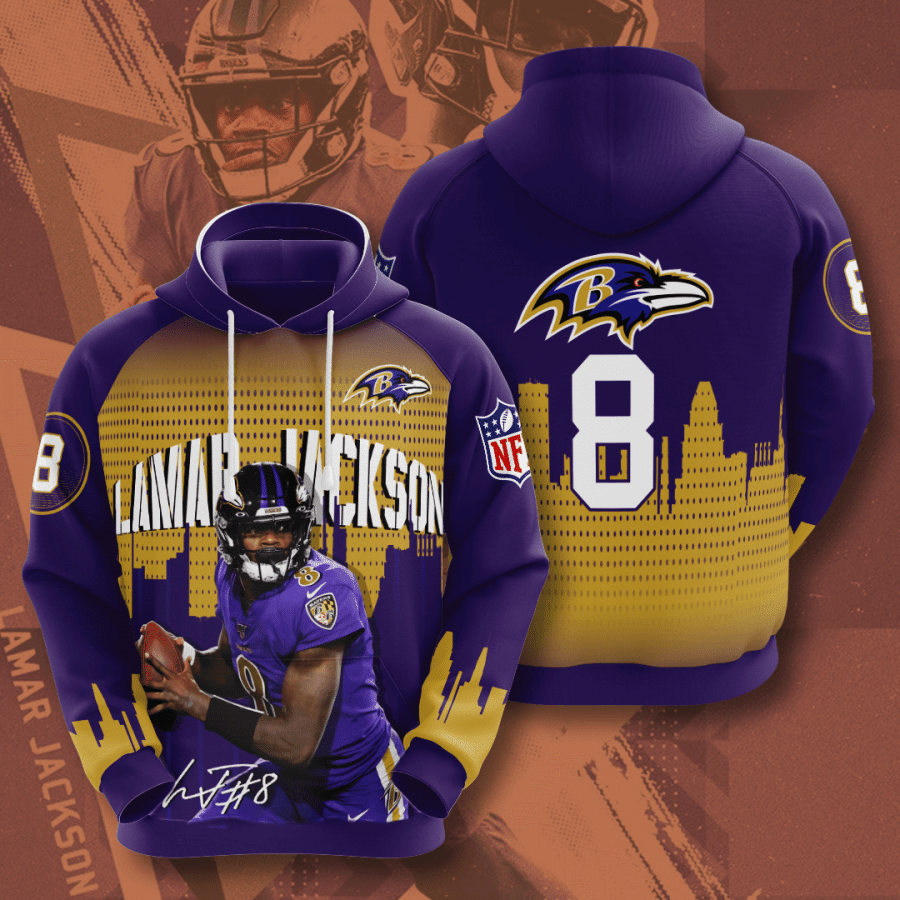 Lamar Jackson Baltimore Ravens 83 Unisex 3D Hoodie Gift For Fans