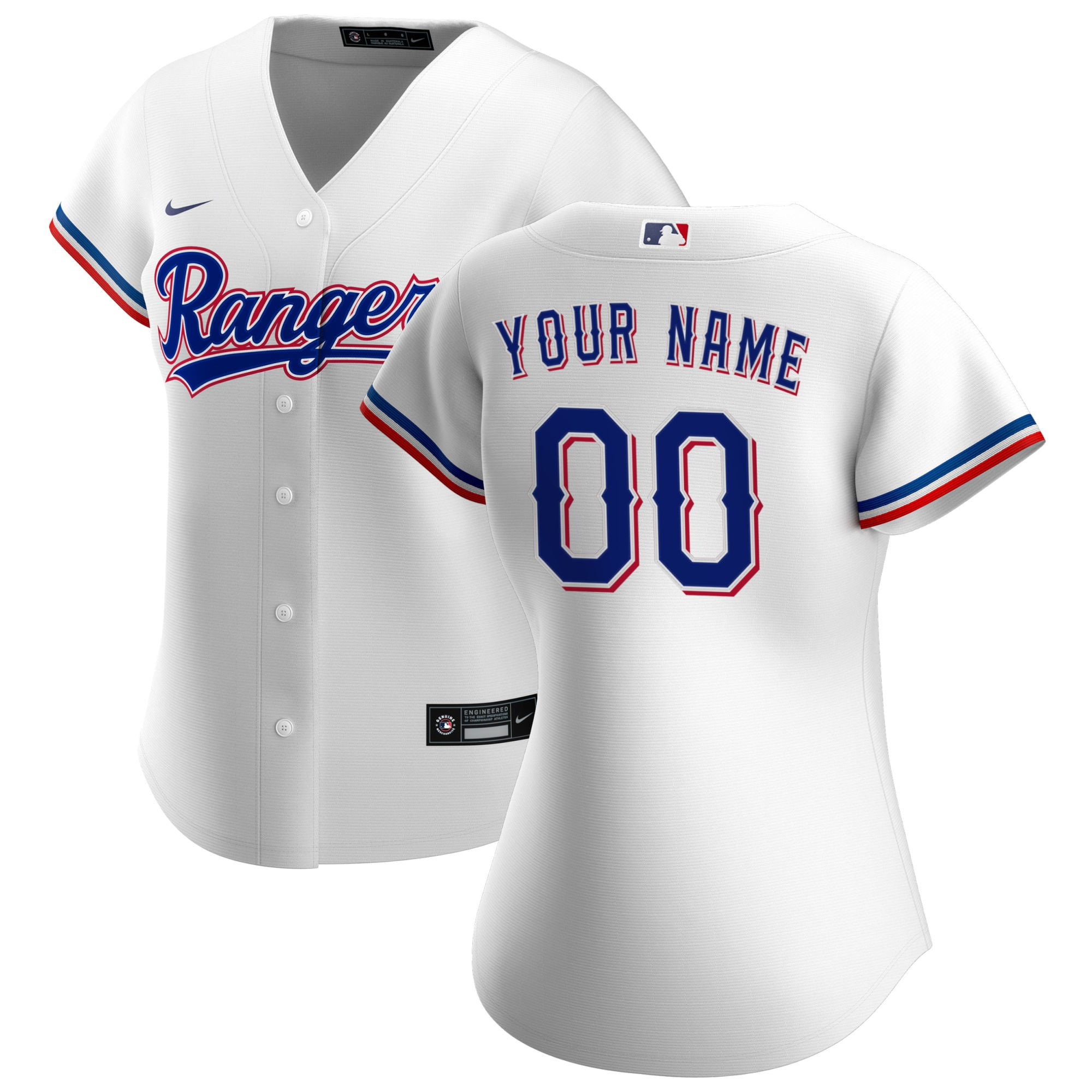 Texas Rangers Womens Home Replica Custom Jersey – White Custom Jerseys MLB