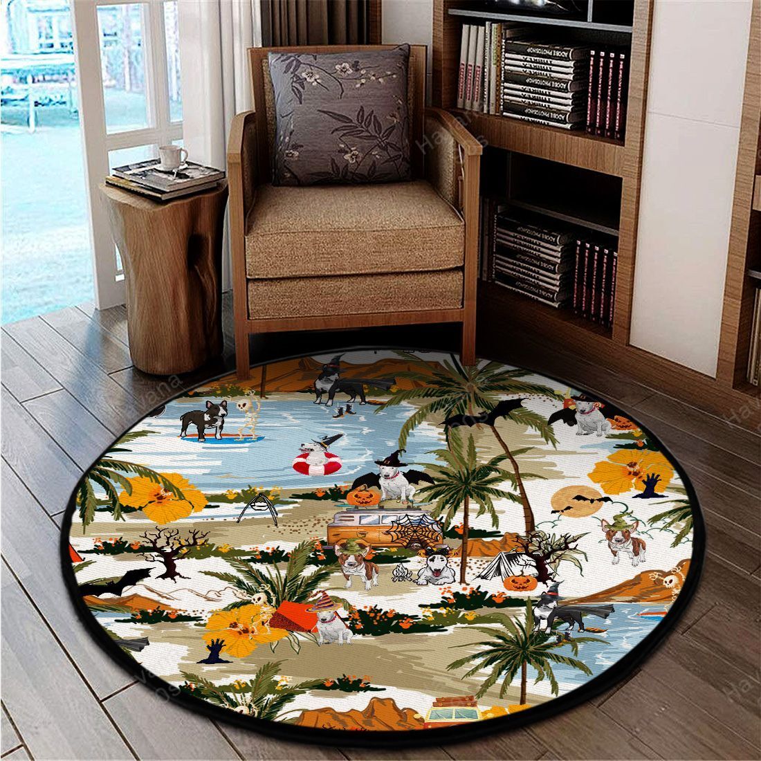 Bull Terrier Rug Halloween Camping Retro