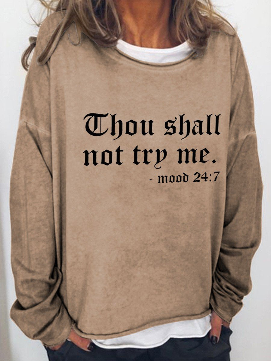 Women’S Thou Shall Not Try Me Long Sleeves Tops