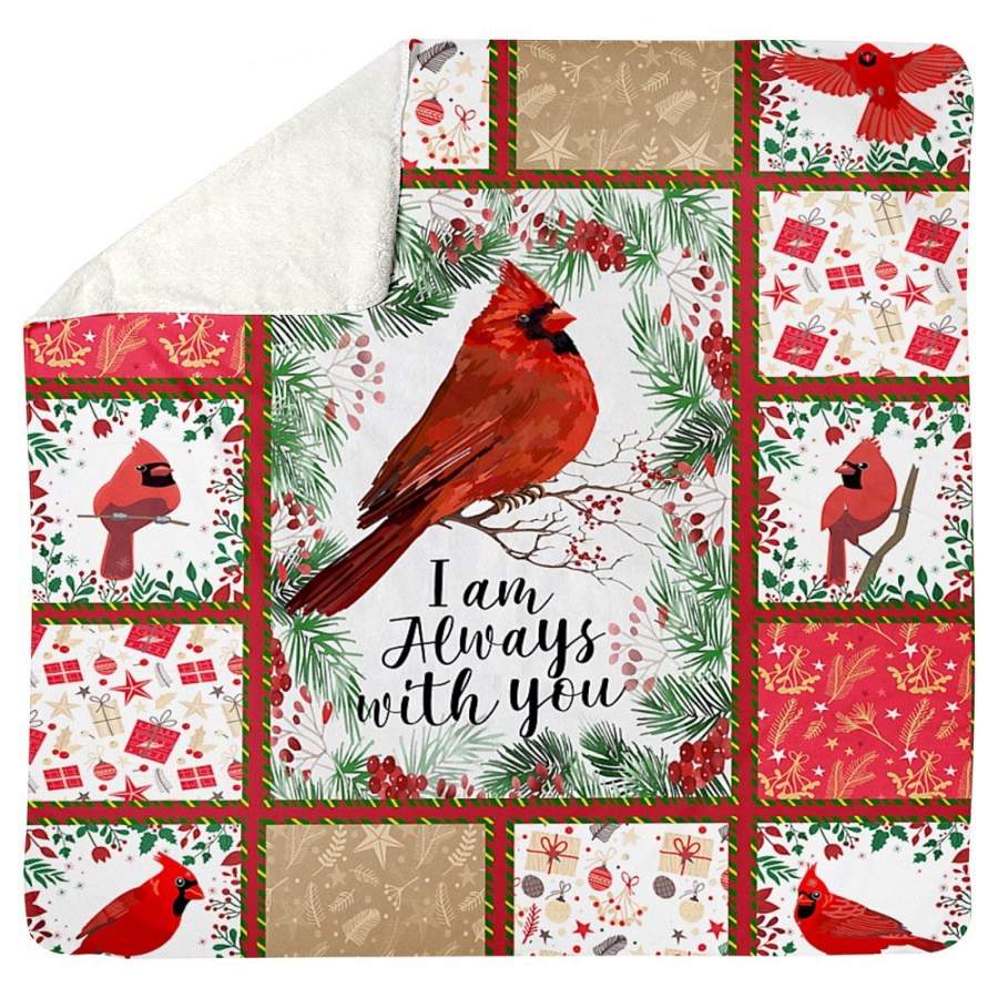 I Am Always With You Cardinal Red Bird Sherpa Blanket