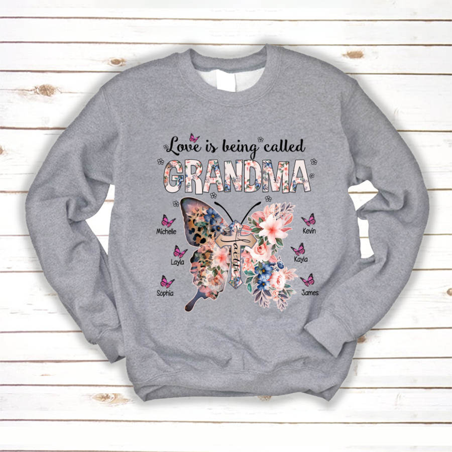 Personalized Love Being Called Grandma Flower Butterfly Sweatshirt