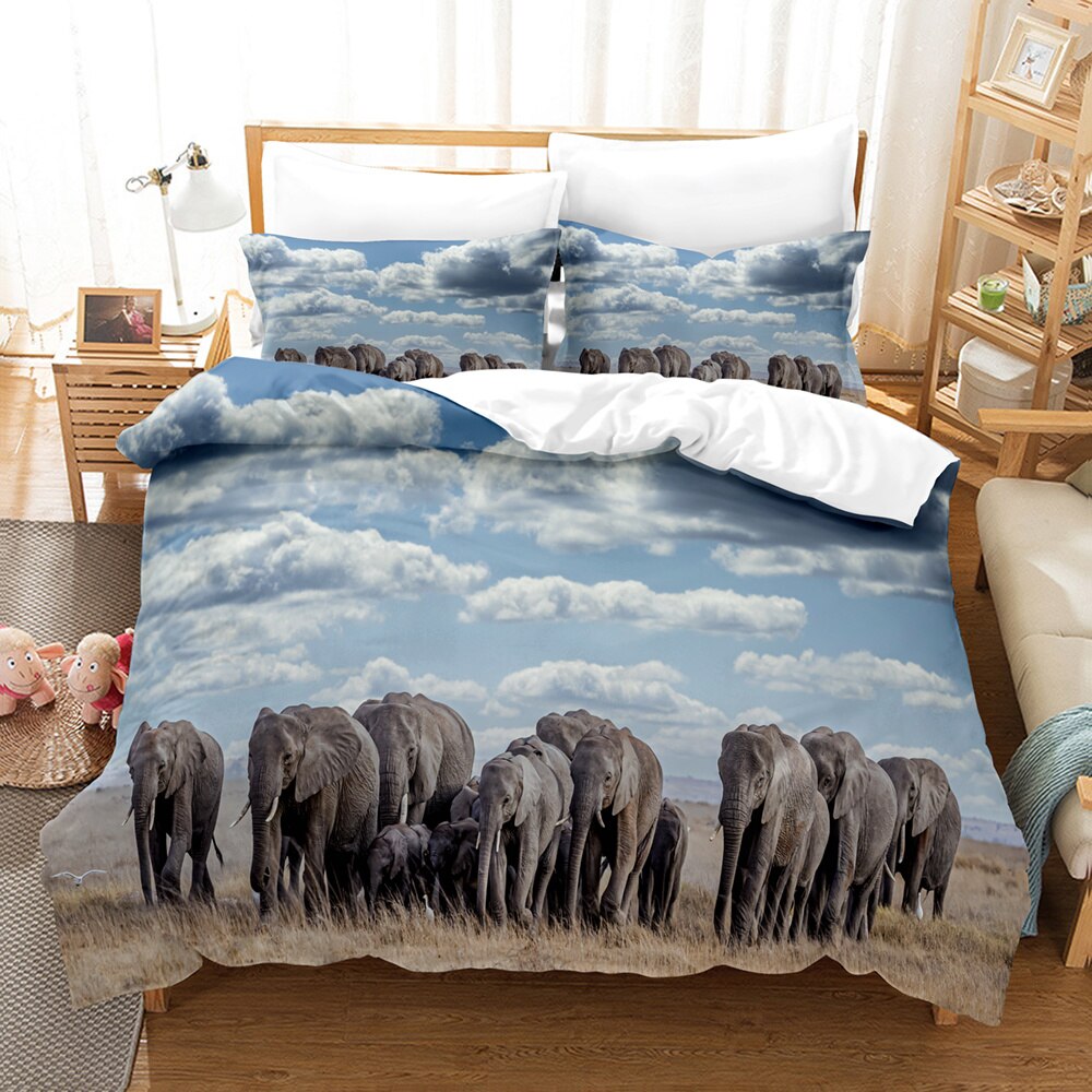 3D The Elephant Bedding Sets Duvet Cover Set With Pillowcase Twin Full Queen King Bedclothes Bed Linen