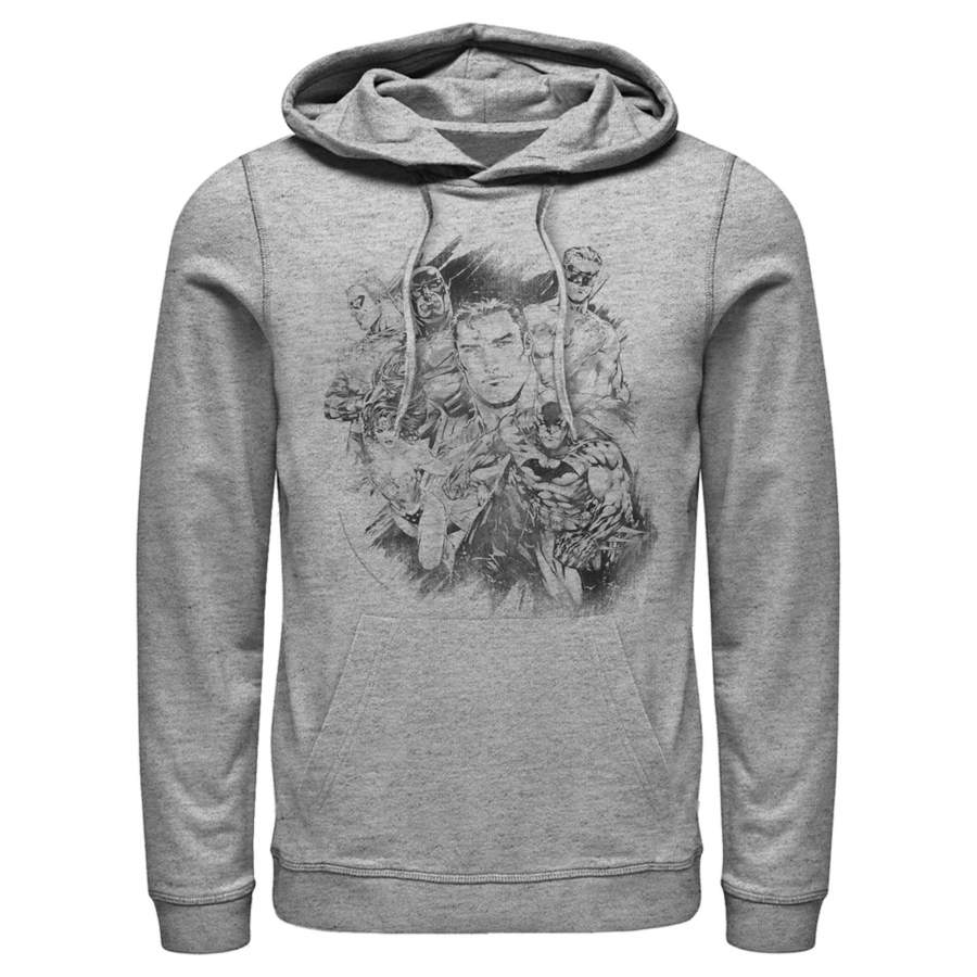 Justice League Men’s Hero Sketch Collage  Lightweight Hoodie