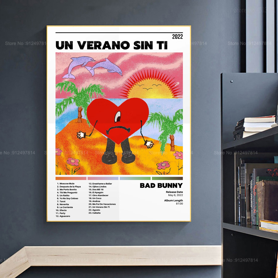 Poster Prints Bad Bunny Un Verano Sin Ti Tracklist Music Album Canvas Painting Wall Picture Bedroom Art Home Living Room Decor alx