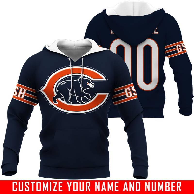 Logo Mashup 2 – Chicago Bears X Chicago Cubs – CUSTOMIZE NAME AND NUMBER – HOT SALE 3D PRINTED – NOT IN STORE