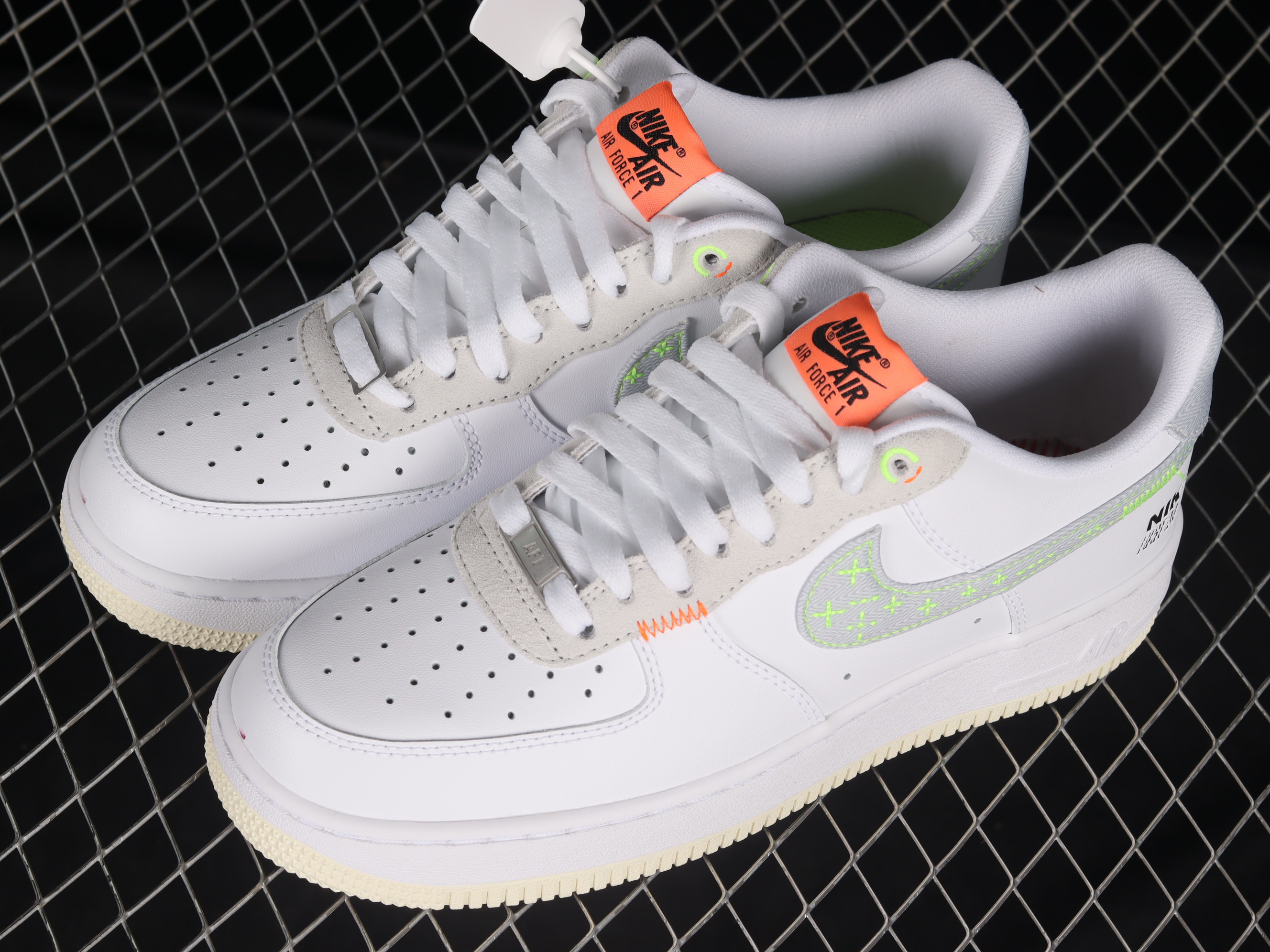 Nike Air Force 1 Low WhiteNeon Stitch Shoes Sneakers SNK718925661