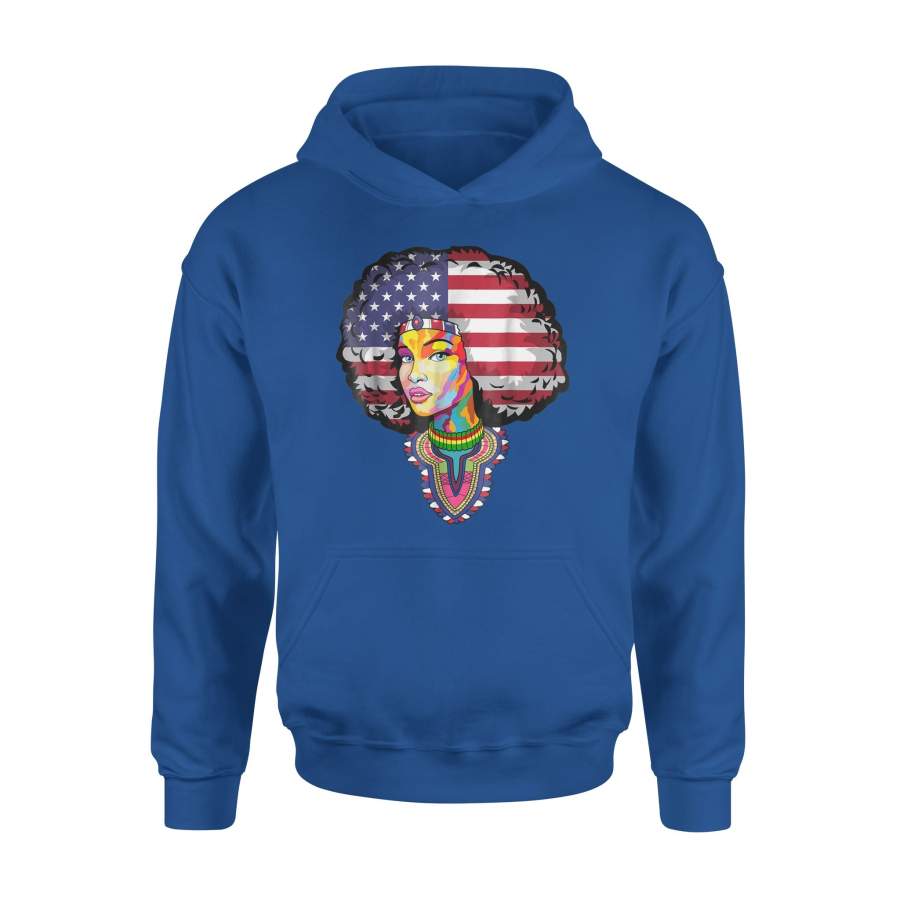 African Kente Dashiki American Flag Afro Women Premium Hoodie