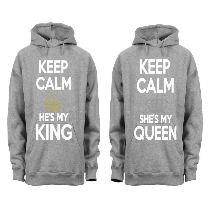 XtraFly Apparel King Queen Rey Reina Valentine’s Matching Couples Hooded-Sweatshirt Pullover Hoodie