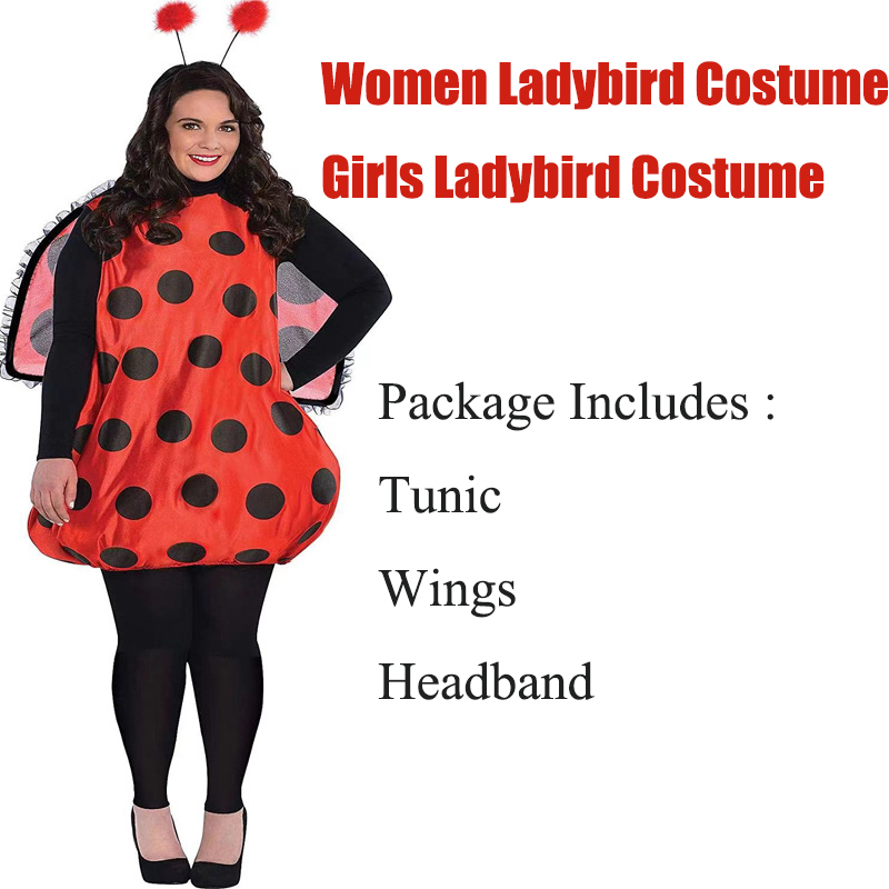 Adult Ladies Ladybird Fancy Dress Costume Women Darling Bee Costume Halloween Costume Girls Bee Lady Bird Fancy Dress Outfit alx