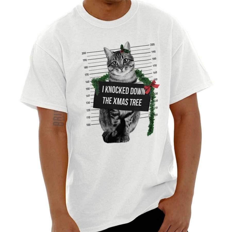 Knock Down Christmas Tree Cat Shirt | Funny Kitten XMAS Kitty T Shirt