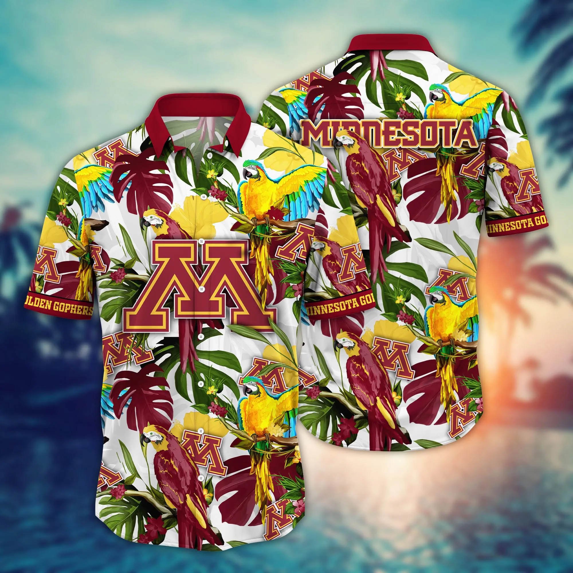 Minnesota Golden Gophers NCCA Hawaiian Shirt Straw Hatstime Aloha Shirt