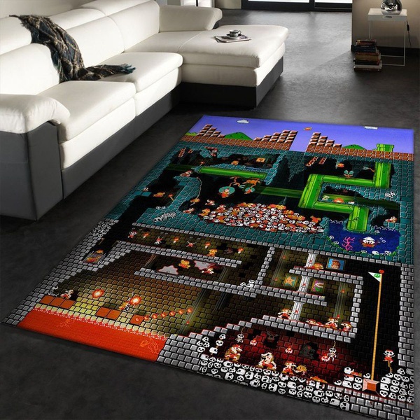 Super Mario Bros Area Rug Living Room And Bed Room Rug Gift Us Decor Vh3