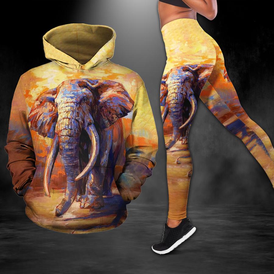 Water Color Elephant Hoodie & Legging