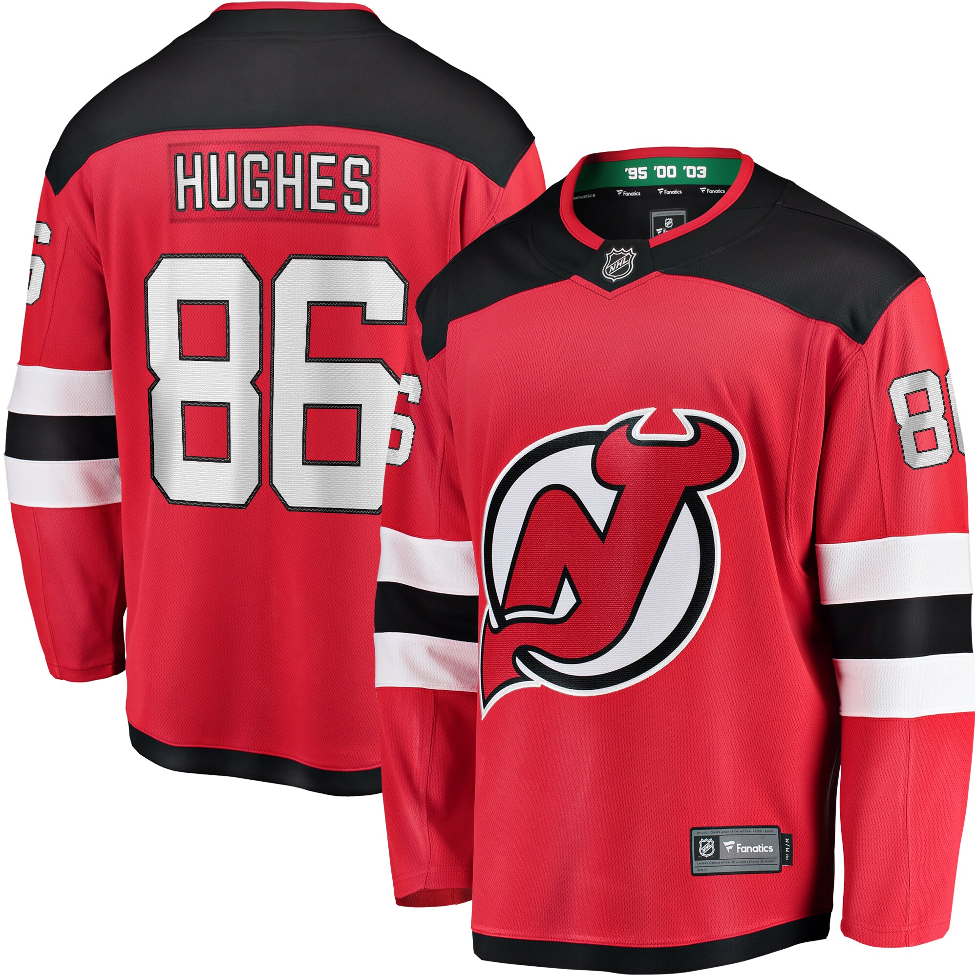 Jack Hughes New Jersey Devils Branded Youth Home Breakaway Player Jersey – Red