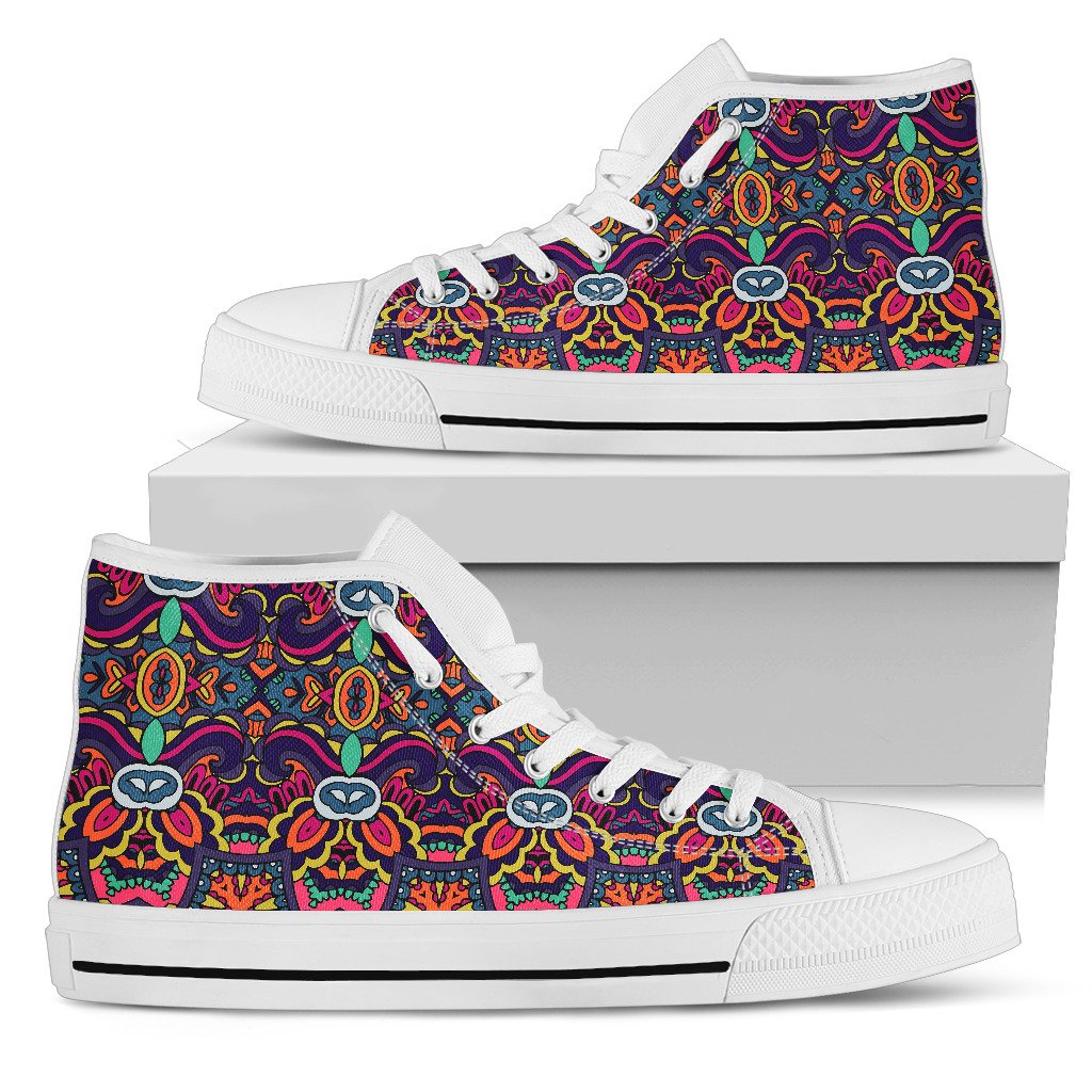 Ethnic Flower Style Print Pattern Women High Top Shoes