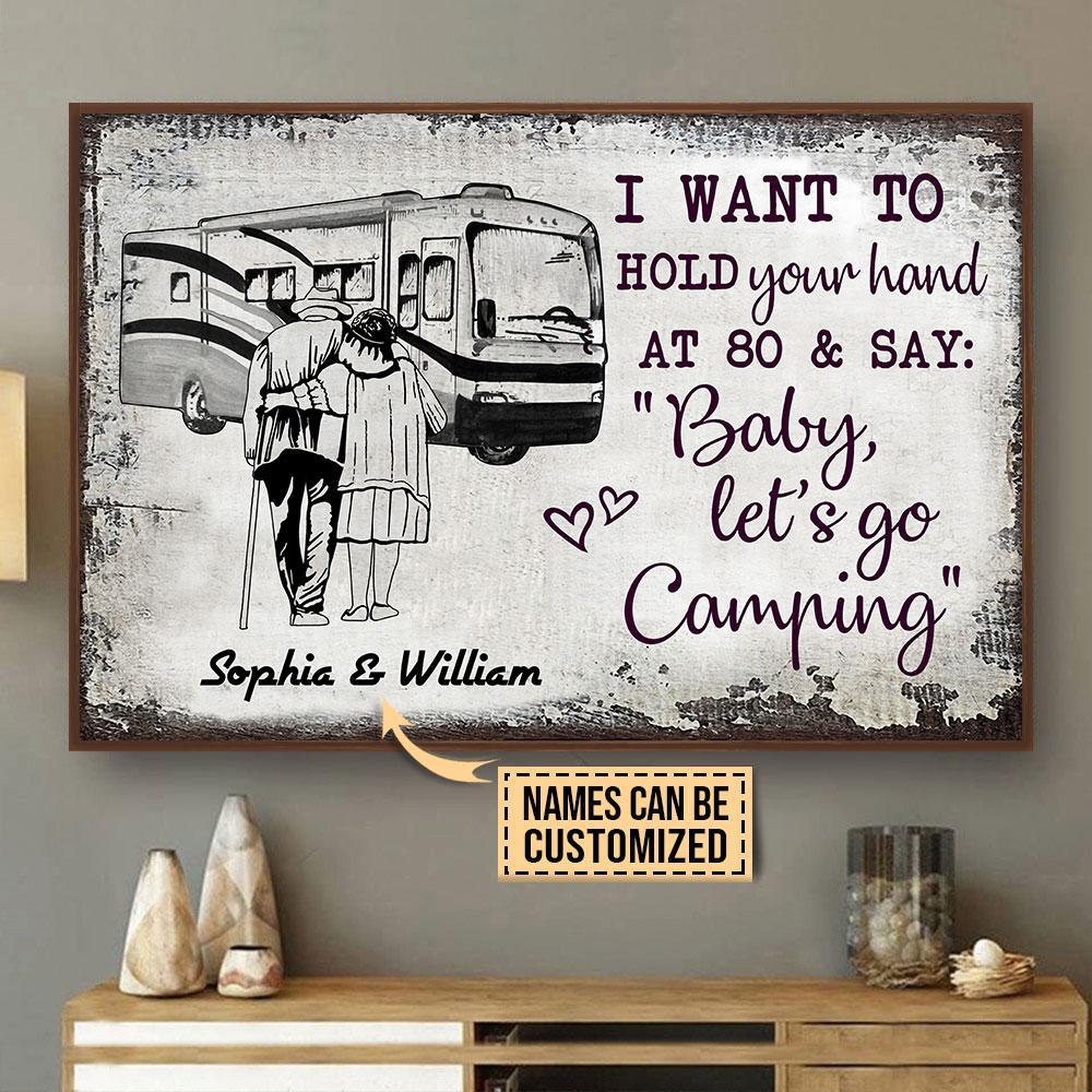 Aeticon Gifts Personalized Camping Sketch Class A Hold Your Hand Canvas Mom Dad Gift Home Decor